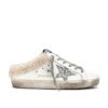 Golden Goose Superstar Sabot Shearling Sneaker White, Silver, & Beige