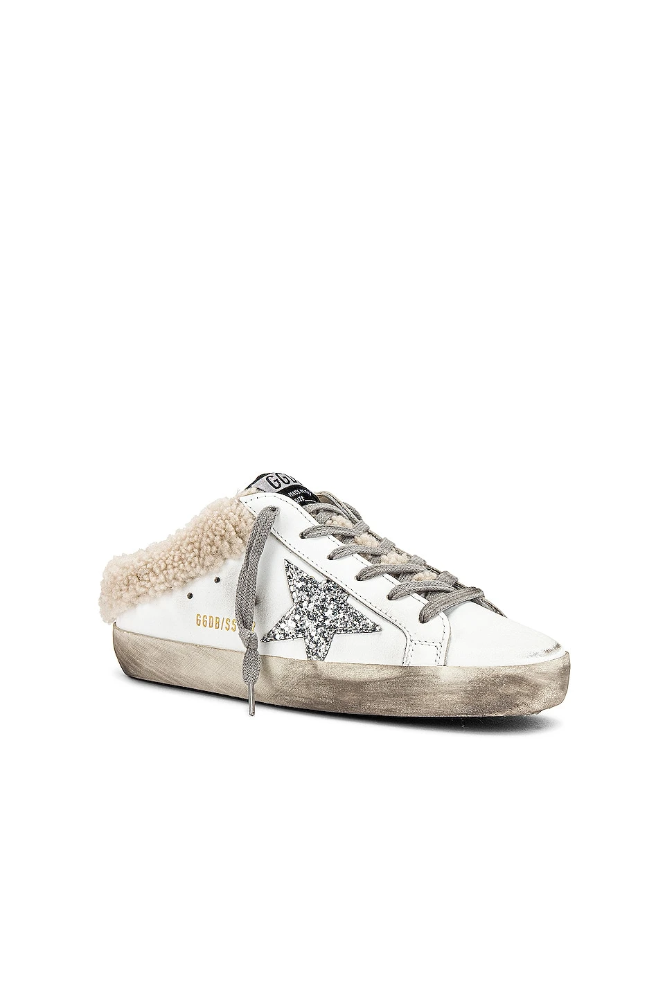 Golden Goose Superstar Sabot Shearling Sneaker White, Silver, & Beige - Image 2