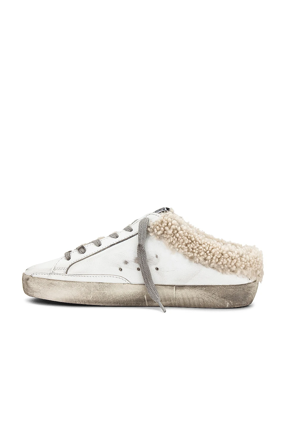 Golden Goose Superstar Sabot Shearling Sneaker White, Silver, & Beige - Image 5