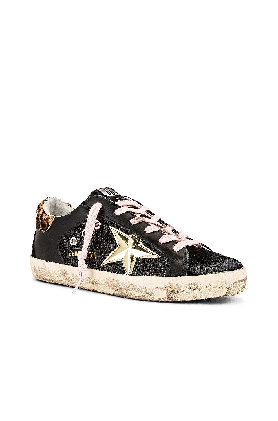Golden Goose Superstar Sneaker Black, Gold, & Beige Brown Leopard - Image 2