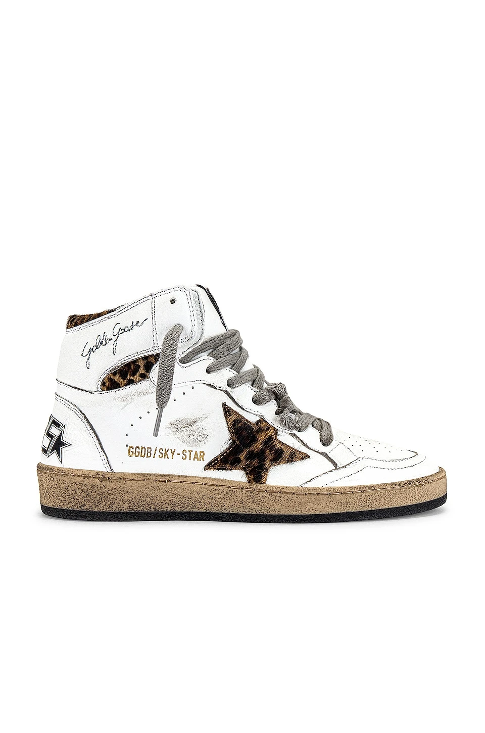 Golden Goose Sky Star Sneaker White, Beige Brown, & Black Leo