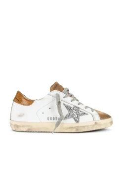 Golden Goose Superstar Sneaker White, Tobacco, Silver, & Taupe