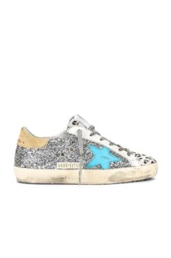 Golden Goose Superstar Sneaker Silver, White Black Cream Leopard, Sky, & Sand