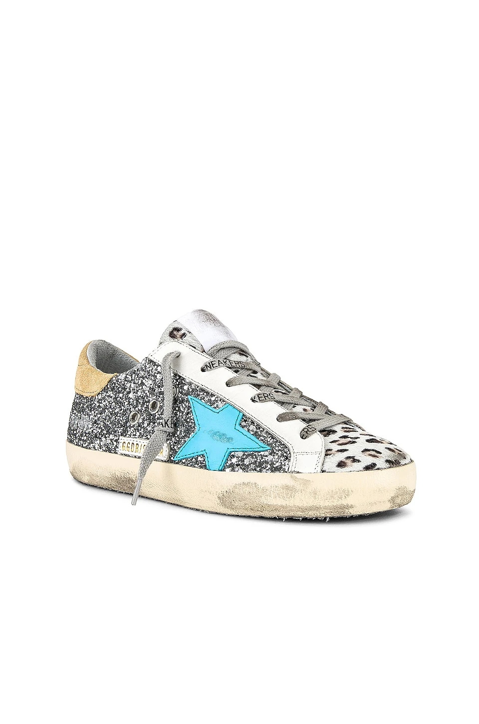 Golden Goose Superstar Sneaker Silver, White Black Cream Leopard, Sky, & Sand - Image 2