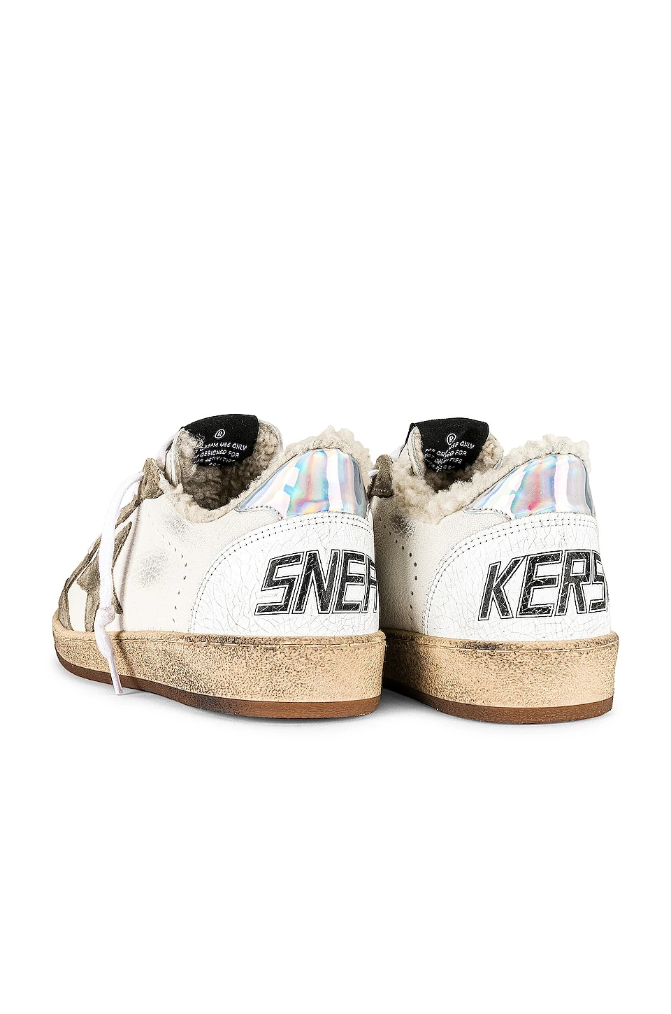 Golden Goose Ball Star Sneaker White, Taupe, & Silver - Image 3