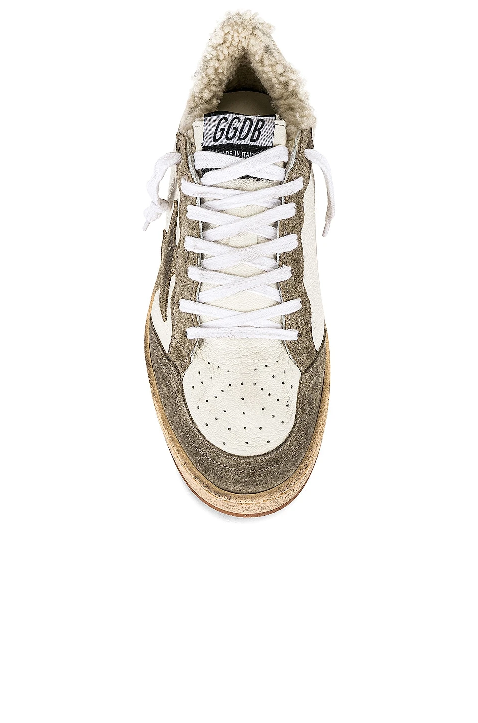 Golden Goose Ball Star Sneaker White, Taupe, & Silver - Image 4