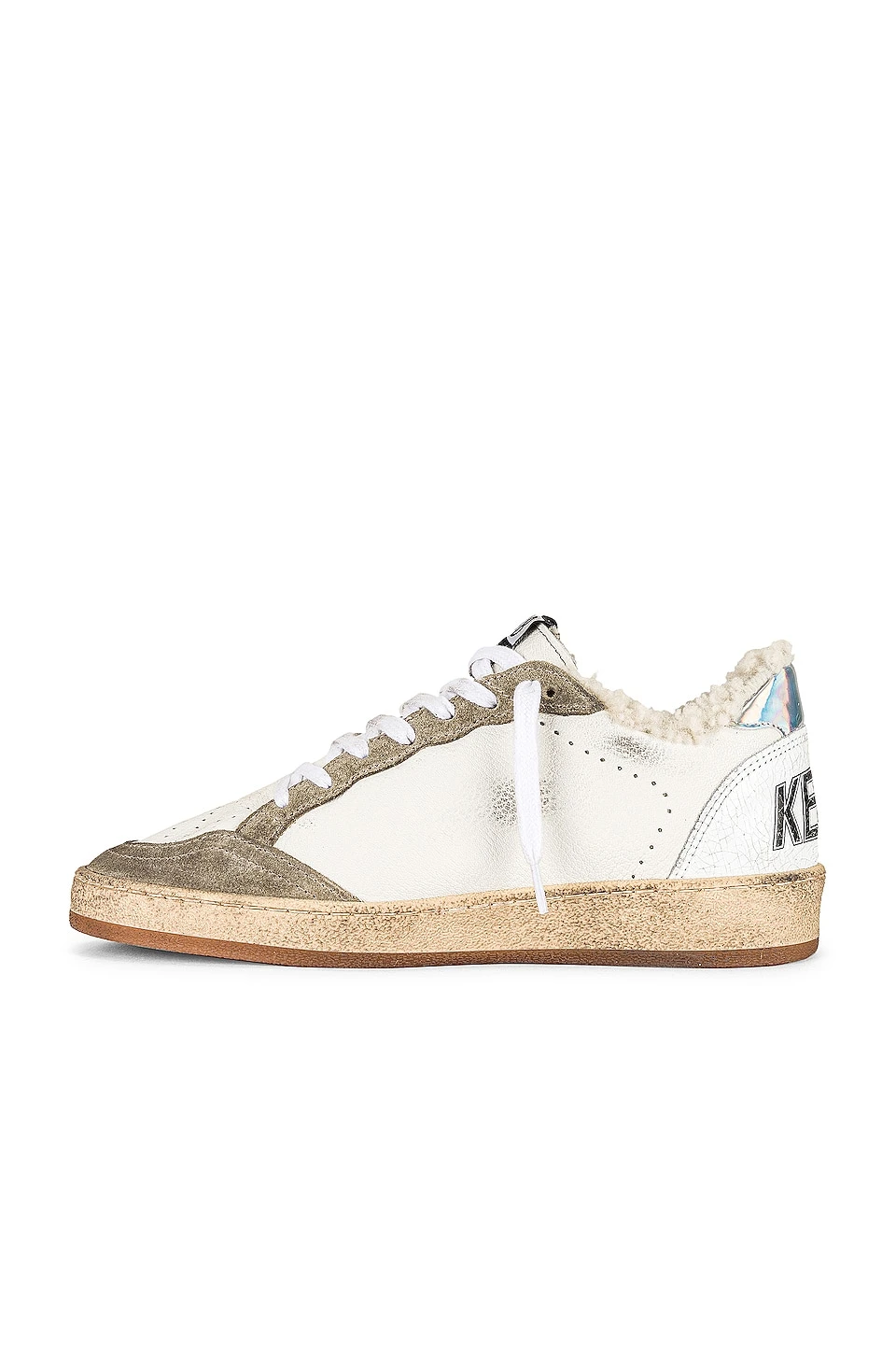 Golden Goose Ball Star Sneaker White, Taupe, & Silver - Image 5