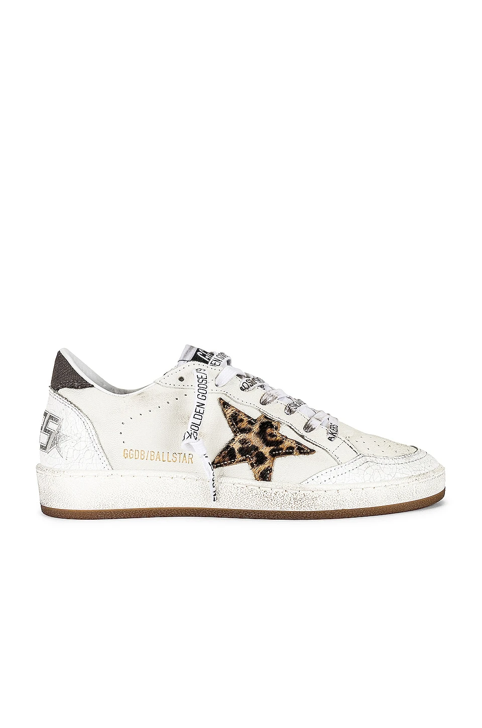 Golden Goose Ball Star Sneaker White, Beige, Brown, & Black Leopard