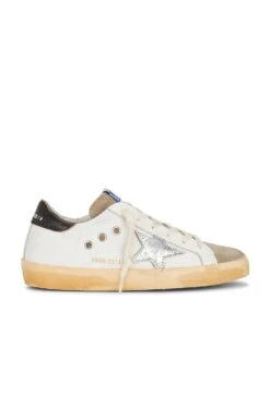 Golden Goose Super-Star Sneaker White, Taupe, Silver, & Black