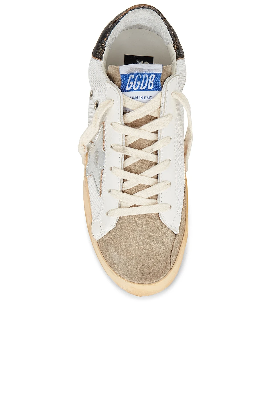 Golden Goose Super-Star Sneaker White, Taupe, Silver, & Black - Image 4