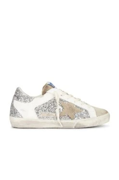 Golden Goose Super-Star Sneaker Silver, White, & Taupe