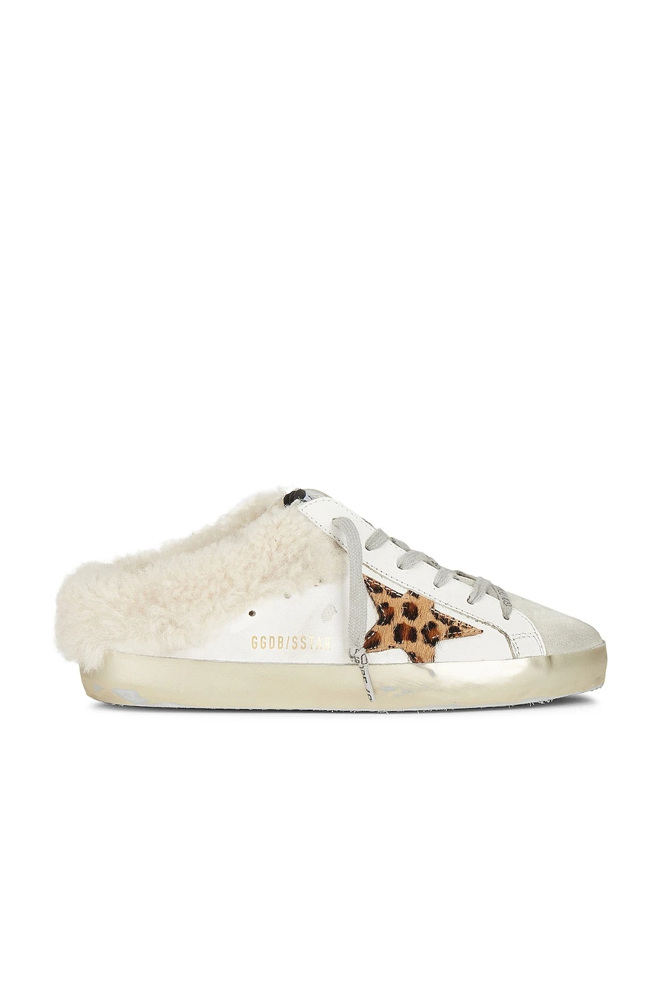 Golden Goose Sabot Star Sneaker White Ice, Beige Brown Leopard, & Beige