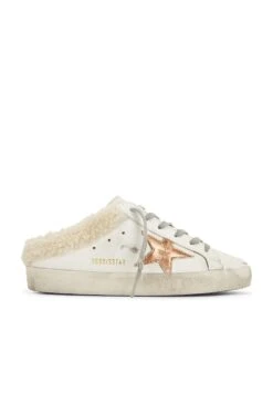 Golden Goose Sabot Sneaker White, Chocolate Brown, & Beige