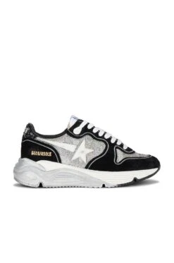 Golden Goose Running Sole Sneaker Green Camouflage, Black, White, & Silver