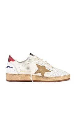 Golden Goose Ball Star Sneaker White, Beige, & Red