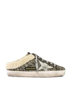 Golden Goose Superstar Sabot Shearling Sneaker Black Gold, Beige, & Ice