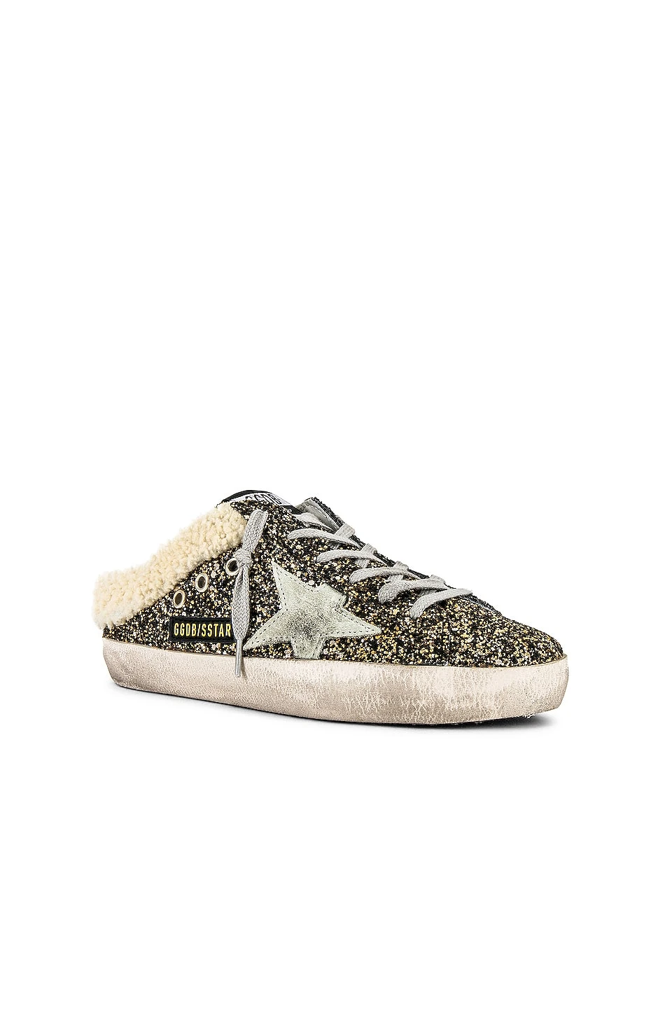 Golden Goose Superstar Sabot Shearling Sneaker Black Gold, Beige, & Ice - Image 2