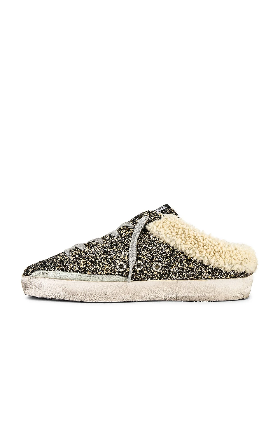 Golden Goose Superstar Sabot Shearling Sneaker Black Gold, Beige, & Ice - Image 5