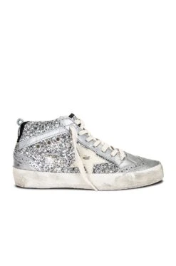 Golden Goose Mid Star Sneaker Silver, Ivory, & Black
