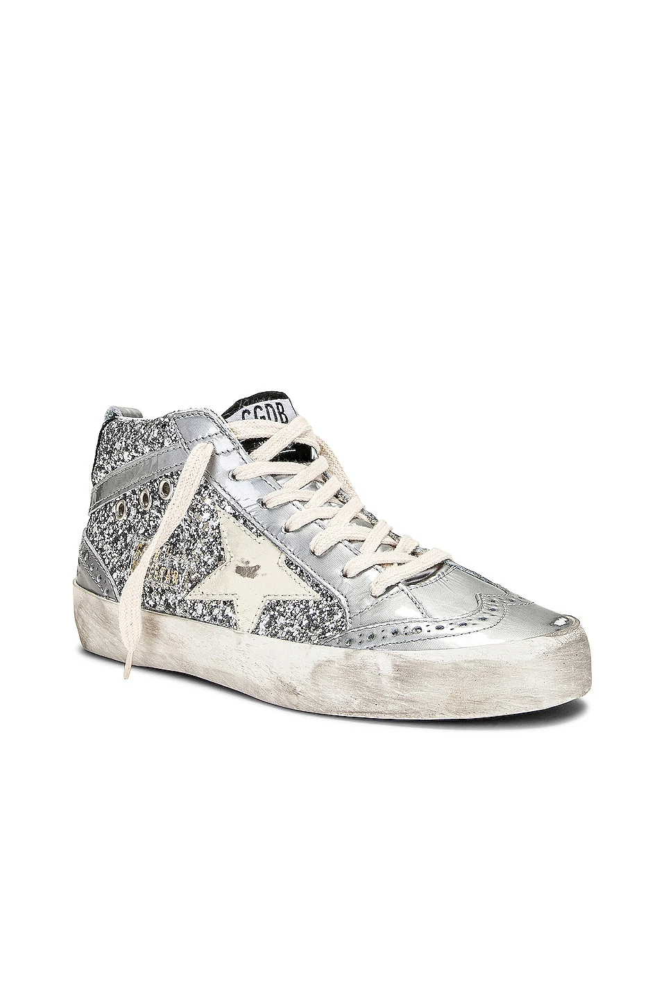 Golden Goose Mid Star Sneaker Silver, Ivory, & Black - Image 2