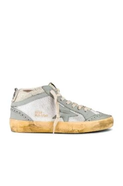 Golden Goose Mid Star Sneaker White, Beige, & Light Grey