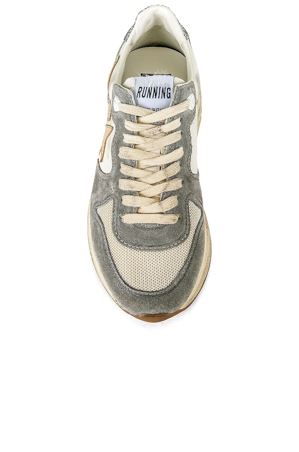 Golden Goose Running Sole Sneaker Silver, White, Cream, Smoke Grey, & Silver - Image 4