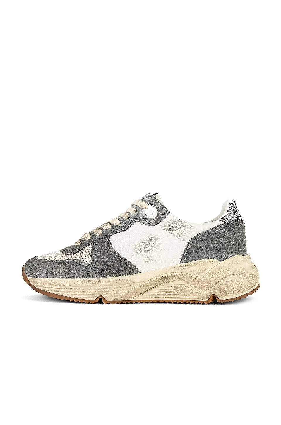Golden Goose Running Sole Sneaker Silver, White, Cream, Smoke Grey, & Silver - Image 5