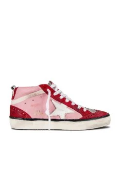 Golden Goose Mid Star Sneaker Antique Pink, Red, & White