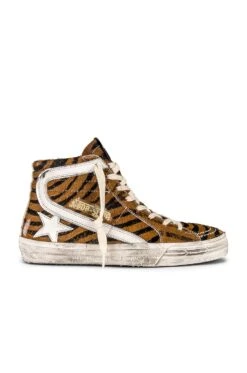 Golden Goose Slide Sneaker Brown Zebra & White