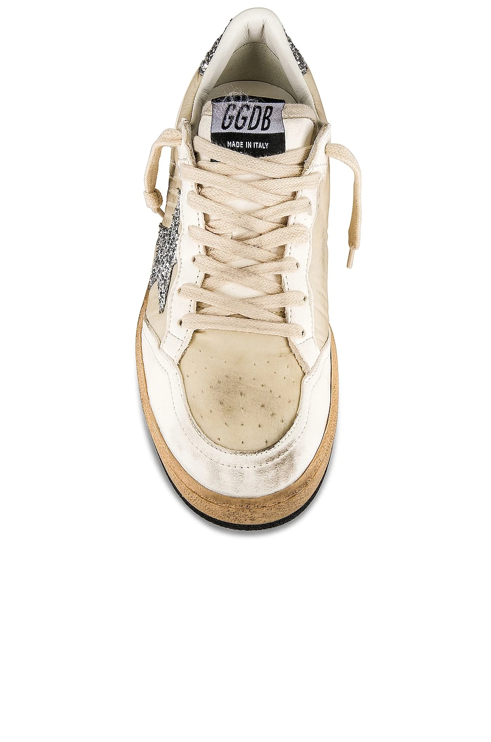 Golden Goose Ballstar Sneaker White, Beige, & Silver - Image 4