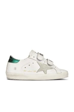 Golden Goose Old School Sneaker White, Ice, & Emerald Green