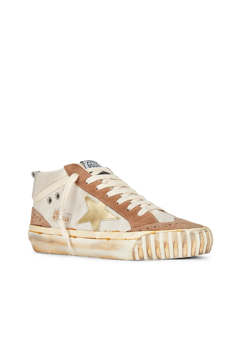 Golden Goose Mid Star Sneaker Natural White, Tobacco, Golden, Cream, & Optic White - Image 2