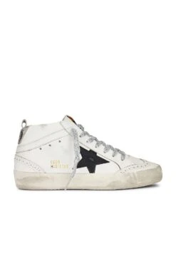 Golden Goose Mid Star Sneaker White, Black, & Silver