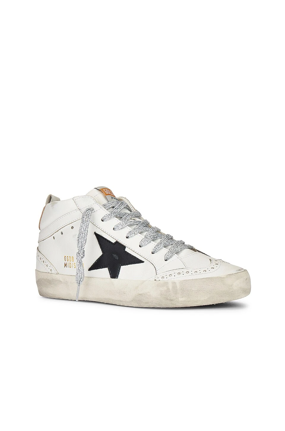 Golden Goose Mid Star Sneaker White, Black, & Silver - Image 2