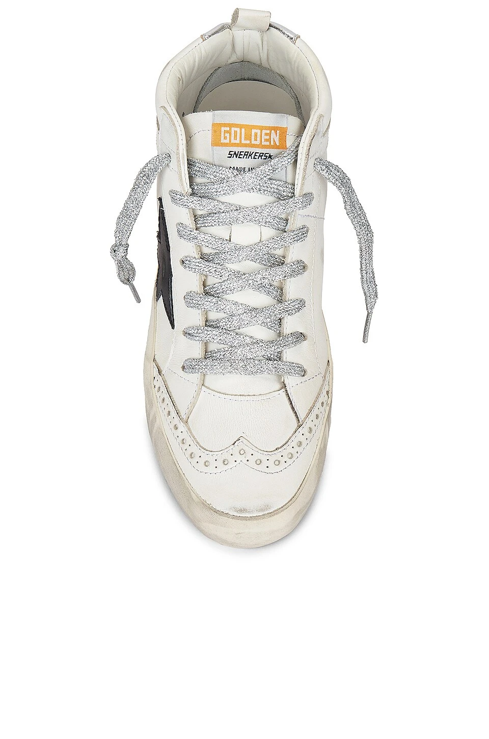 Golden Goose Mid Star Sneaker White, Black, & Silver - Image 4