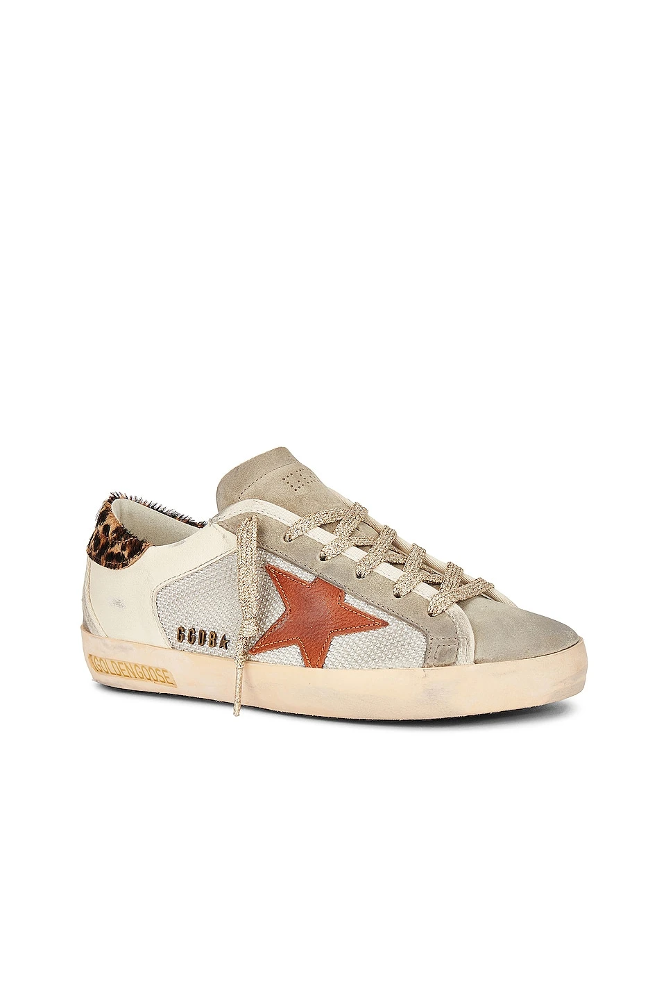 Golden Goose Super-Star Sneaker Silver, White Ecru, Taupe, Brown, Beige Brown Leo - Image 2
