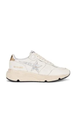 Golden Goose Running Sneaker White, Silver, & Gold