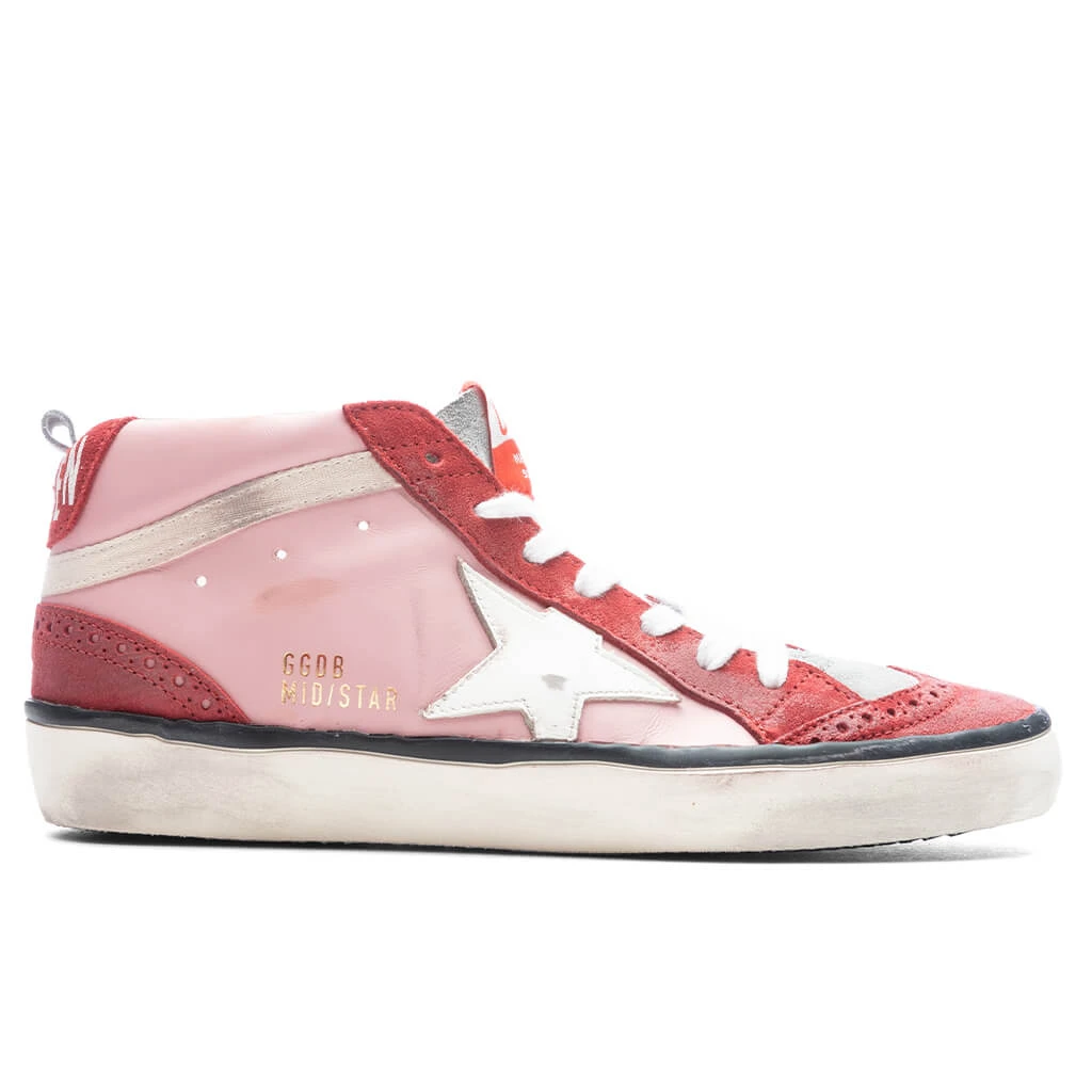 Golden Goose Women's Mid Star Toe Star And Spur - Antique Pink/Red/White